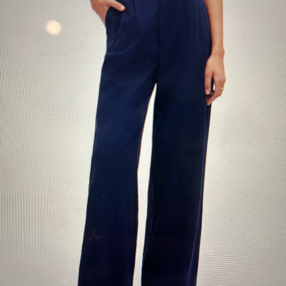Madewell petite Harlow wide-leg pant in navy linen